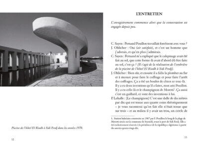 Ombrière et piscine de l'hôtel El Riadh à Sidi Fredj, texte de l'entretien.