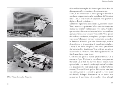 Deux vues de maquette, hôtel Plazza, Annaba, Algérie. En élévation et vue surplombante.