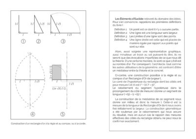 Texte et dessin de de la construction du nombre d'or à la règle et au compas par Gérard Hamon, mathématicien.