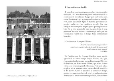 Pages 10-11 du livre « Pouillon, une architecture durable », les Deux-cents-colonnes, Climat de France, Alger.