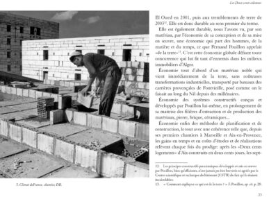 pp. 22-23 du livre « Pouillon, une architecture durable », chantier de Climat de France, Alger. Texte Stéphane Gruet.