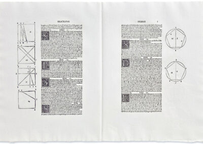 Divina proportione de Luca Pacioli, édition Jardin de Flore. Une double-page du Tractatus.