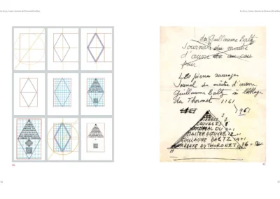 p.56-57 Composition du titre du livre Les pierres sauvages aux éditions du Jardin de Flore dirigées par F. Pouillon.in "Le livre, l'autre dessein de Fernand Pouillon".